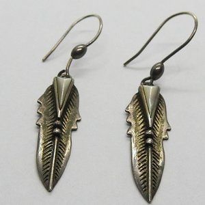 Vintage Native American Sterling Feather Earrings